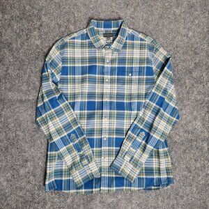 LL Bean‎ Stretch Oxford Shirt Men L Slim Fit Multicolor Scotch Plaid Long Sleeve